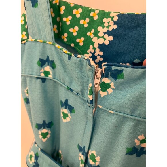 Vintage Malia Honolulu Hawaiian Summer Blue Retro Floral Design Maxi Dress - Picture 6 of 7